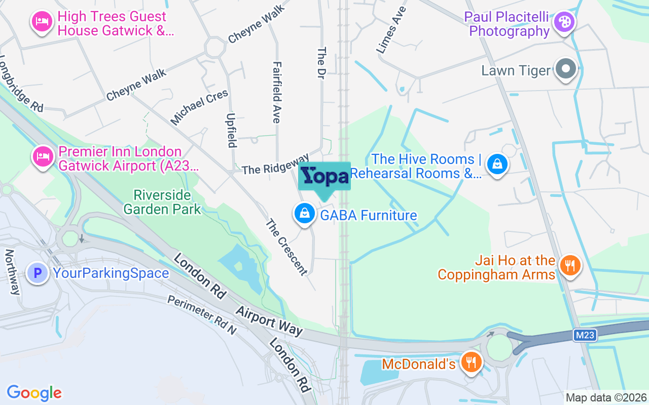 Map showing the location of RH6 7NY