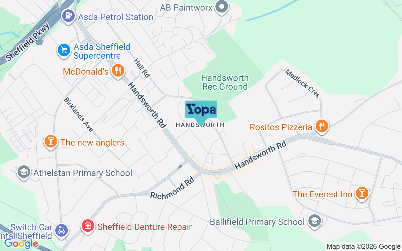 Map showing the location of S13 9AW