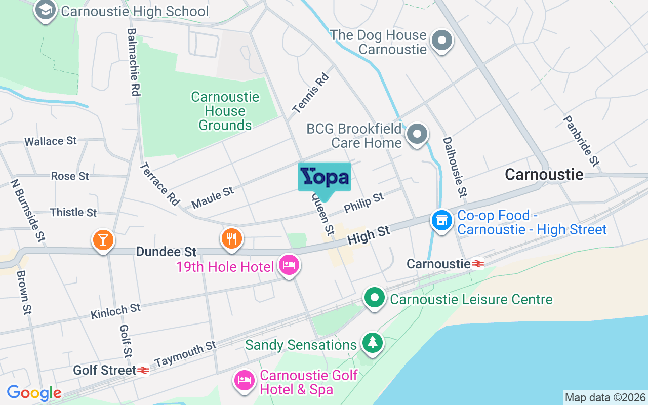 Map showing the location of DD7 7AX
