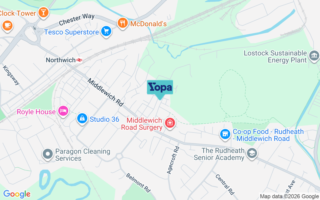 Map showing the location of CW9 7DE