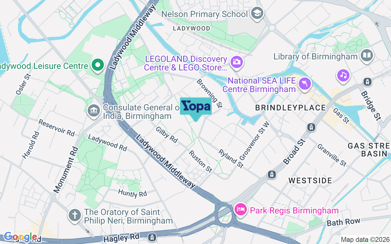 Map showing the location of B16 8ND