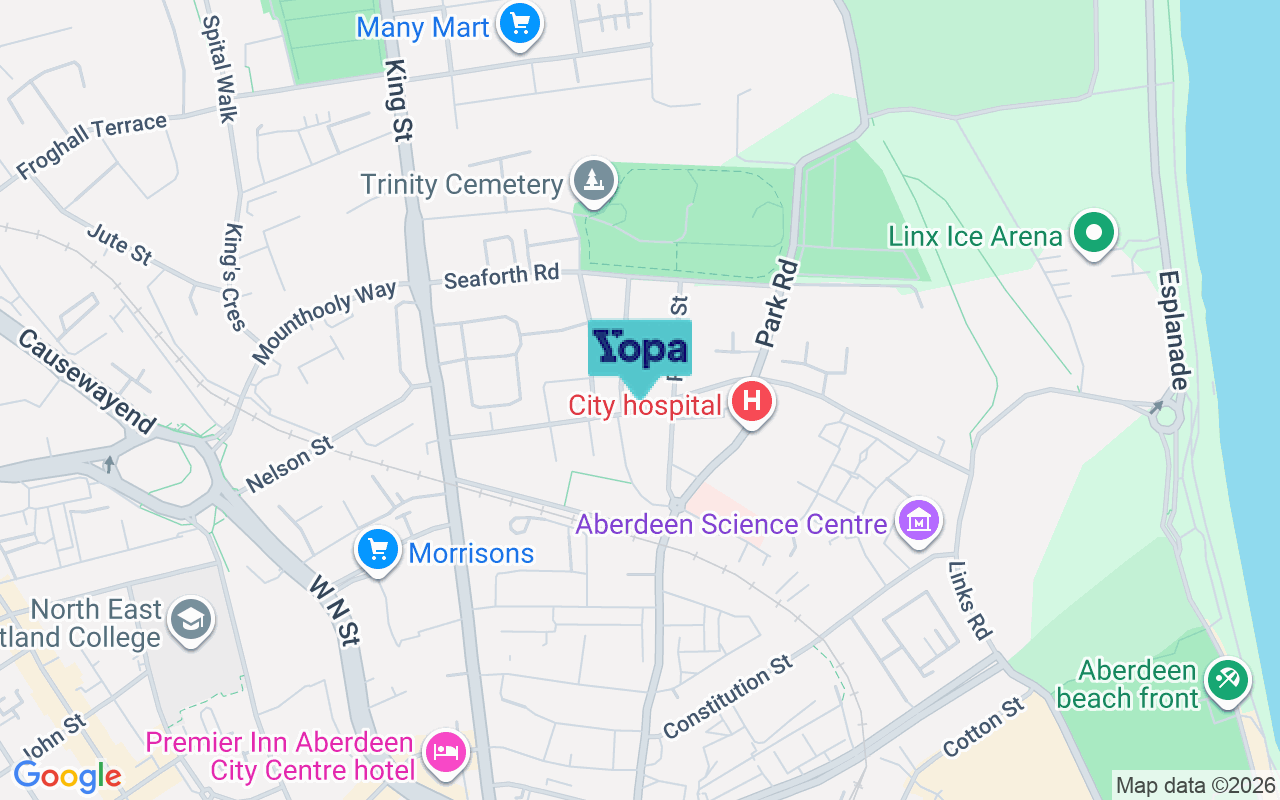 Map showing the location of AB24 5NA