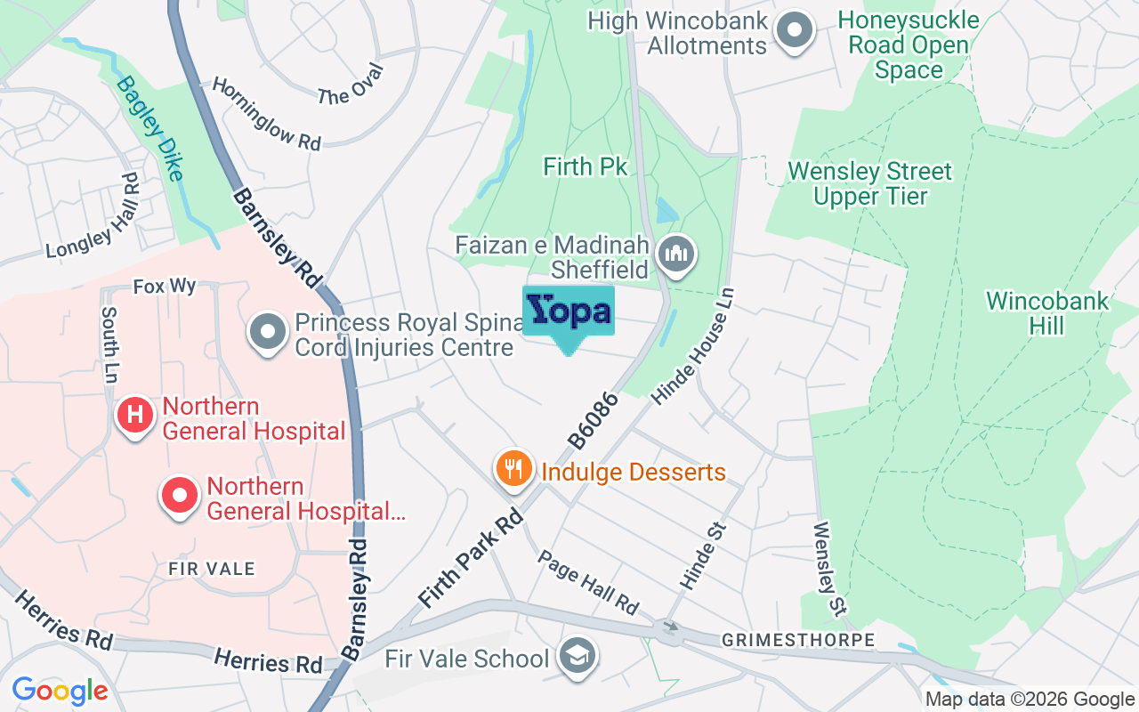 Map showing the location of S5 6WE
