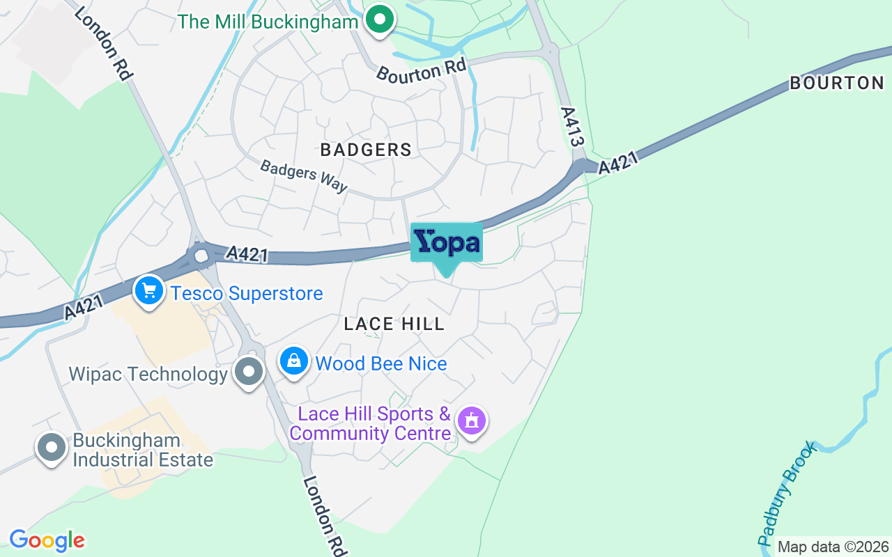 Map showing the location of MK18 7RQ