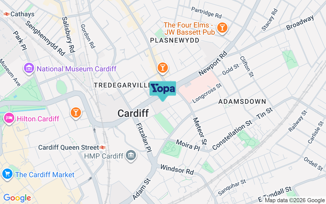Map showing the location of CF24 0DP