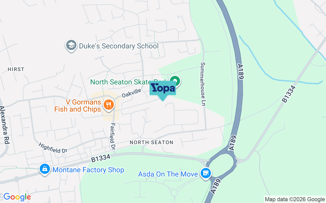 Map showing the location of NE63 9UU