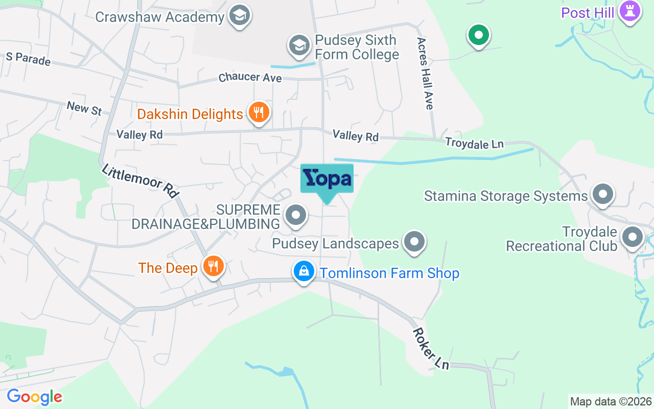 Map showing the location of LS28 9HG
