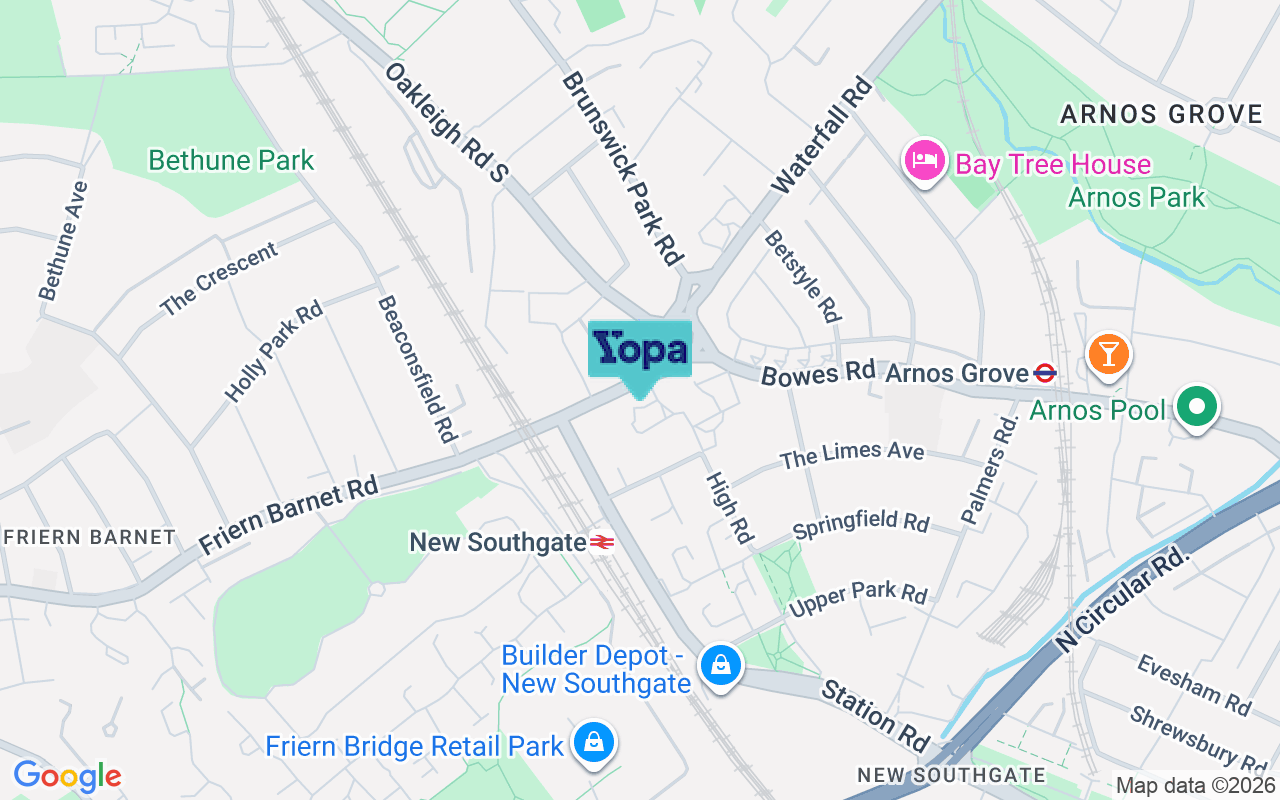 Map showing the location of N11 1PQ