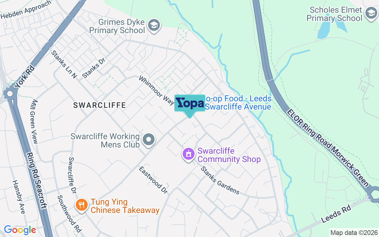 Map showing the location of LS14 5NH