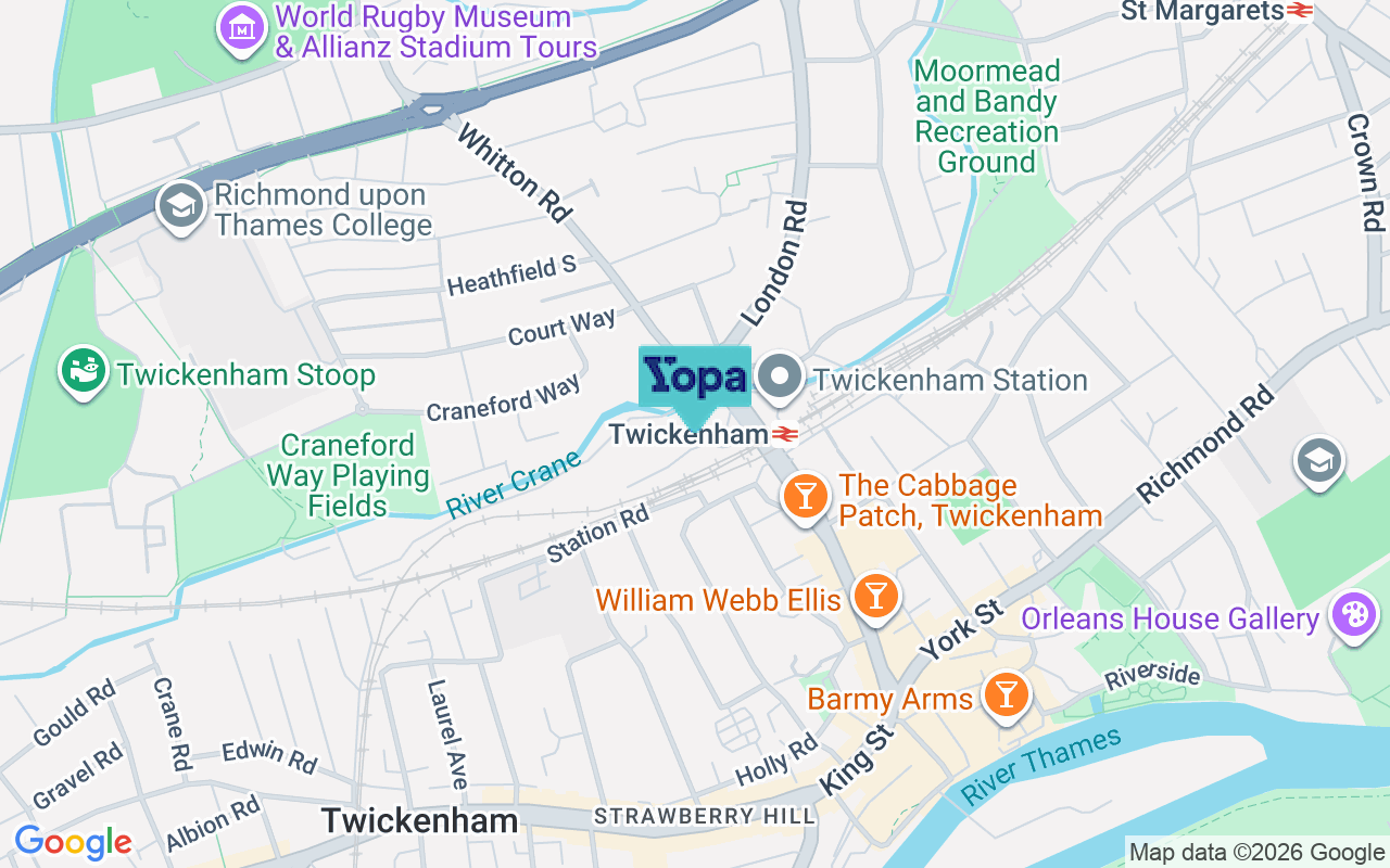 Map showing the location of TW1 1AX