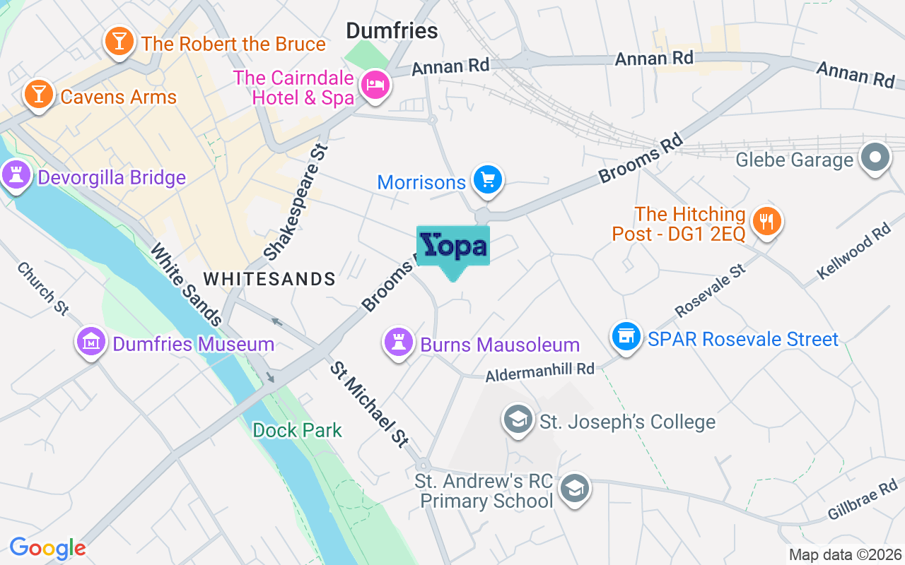 Map showing the location of DG1 2DZ