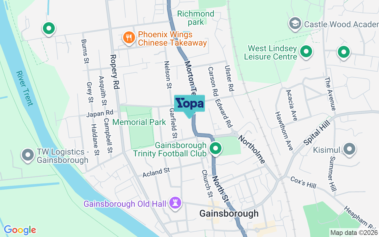Map showing the location of DN21 2RF