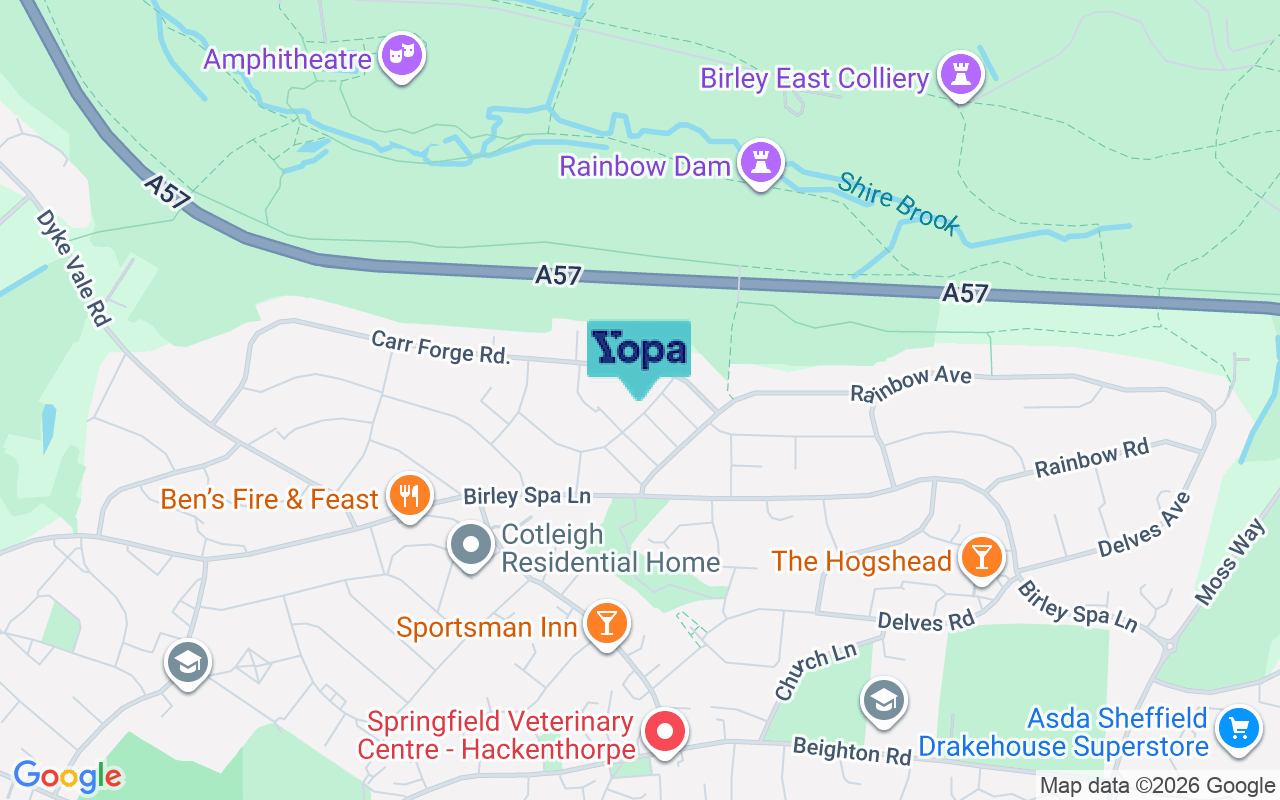 Map showing the location of S12 4FP