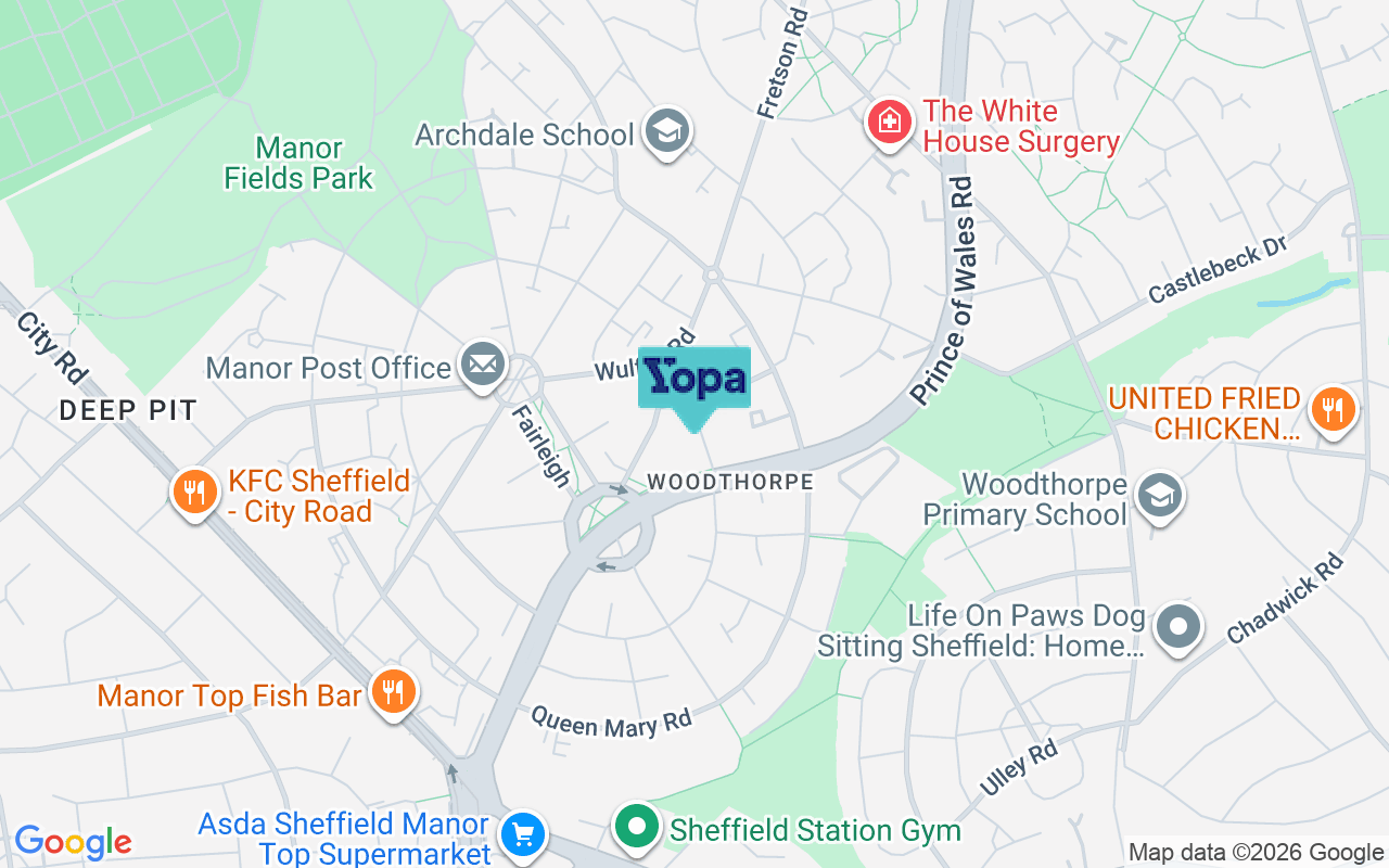 Map showing the location of S2 1JX
