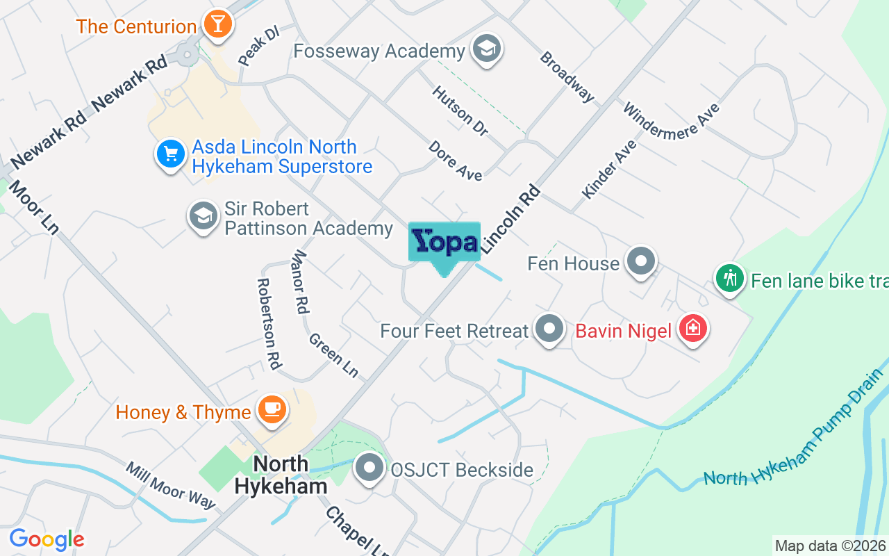 Map showing the location of LN6 8PB