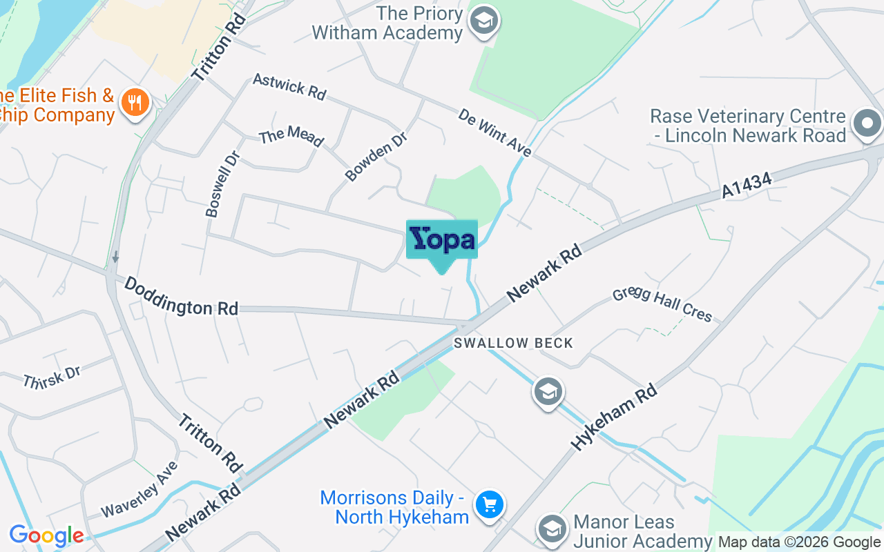 Map showing the location of LN6 7EN