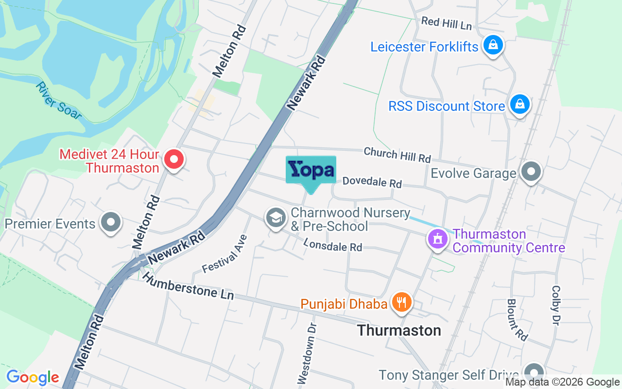 Map showing the location of LE4 8JT