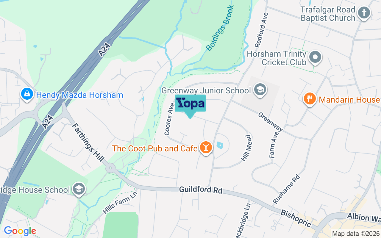 Map showing the location of RH12 2AW