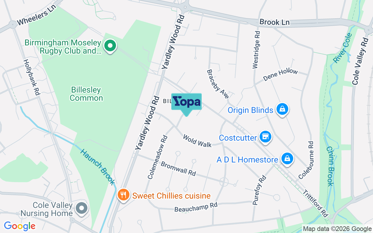 Map showing the location of B13 0JB