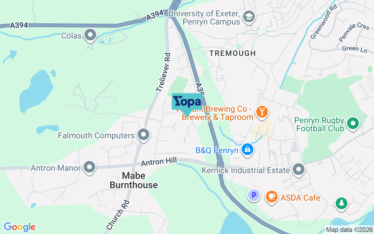 Map showing the location of TR10 9JT
