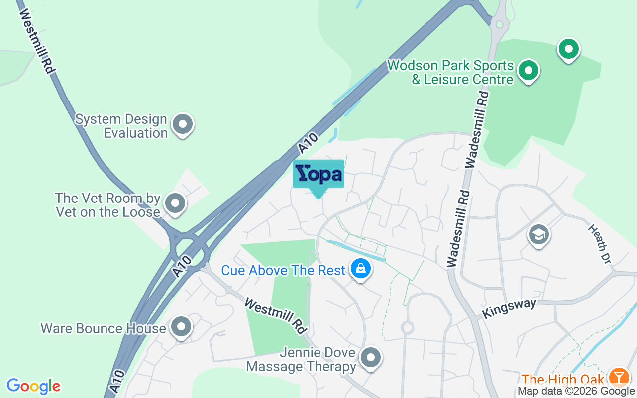Map showing the location of SG12 0XY