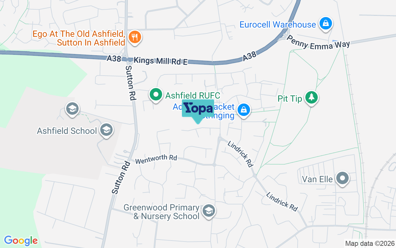 Map showing the location of NG17 8QB
