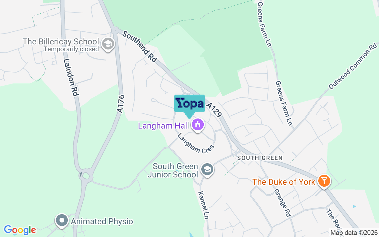 Map showing the location of CM12 9RF