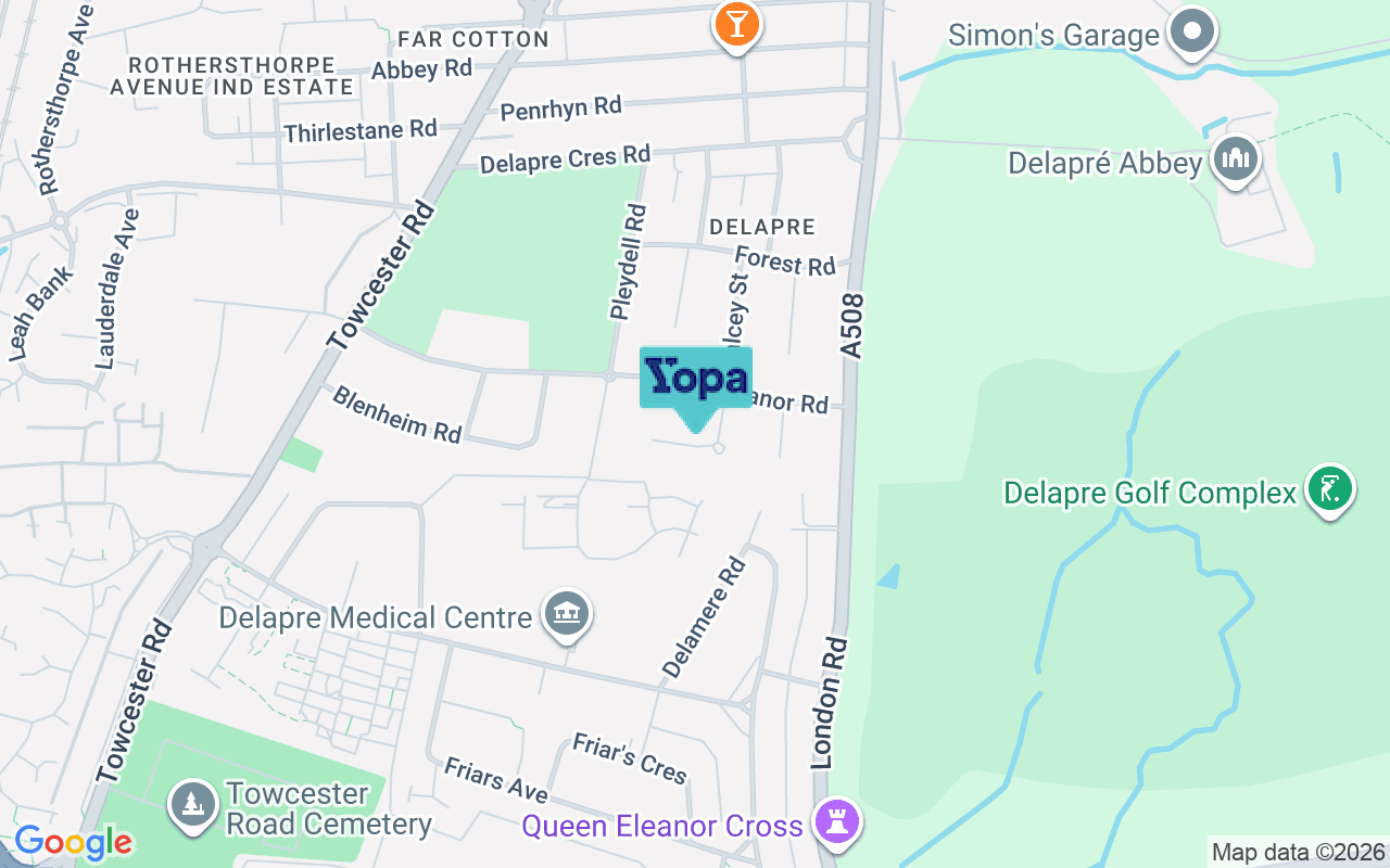 Map showing the location of NN4 8NU