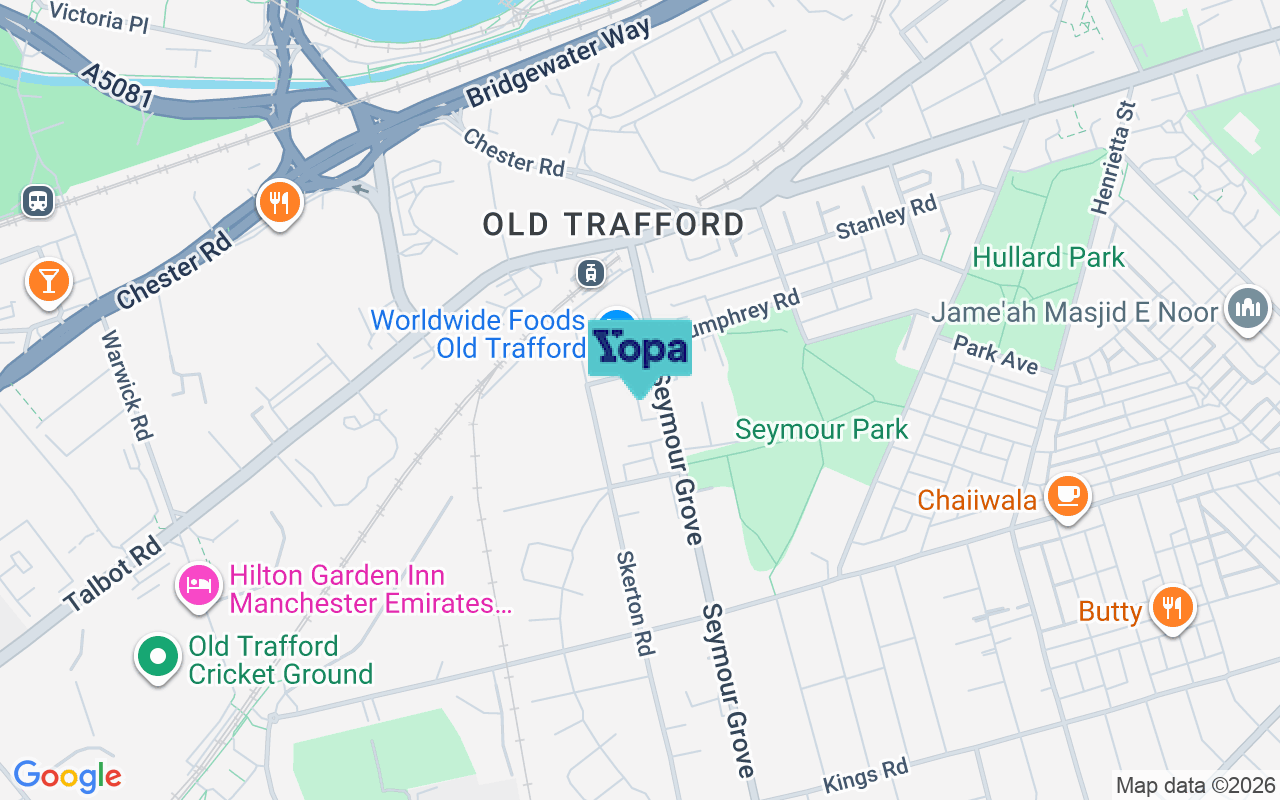 Map showing the location of M16 0YL