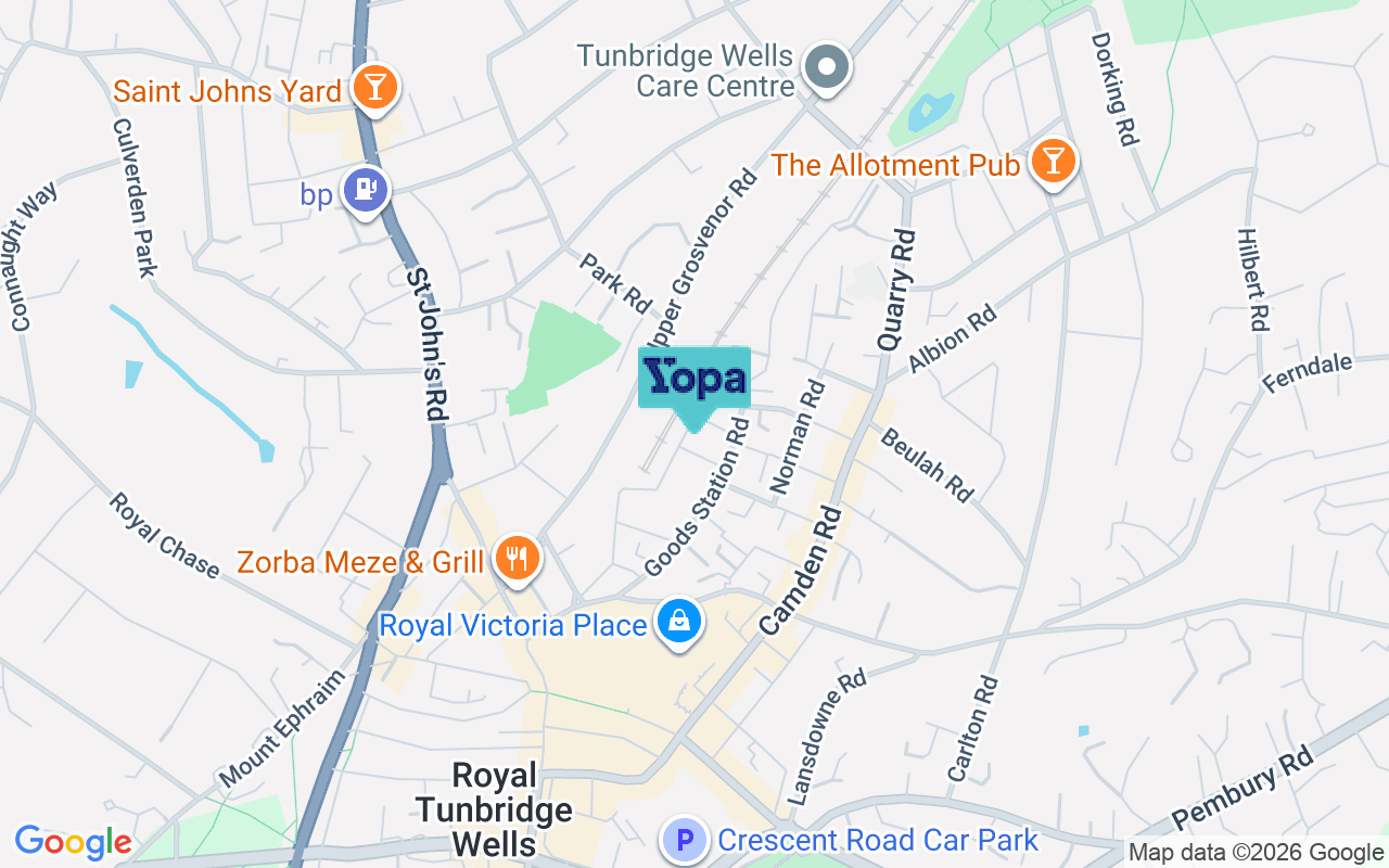 Map showing the location of TN1 2BU