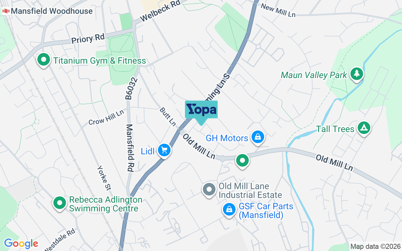 Map showing the location of NG19 9AW