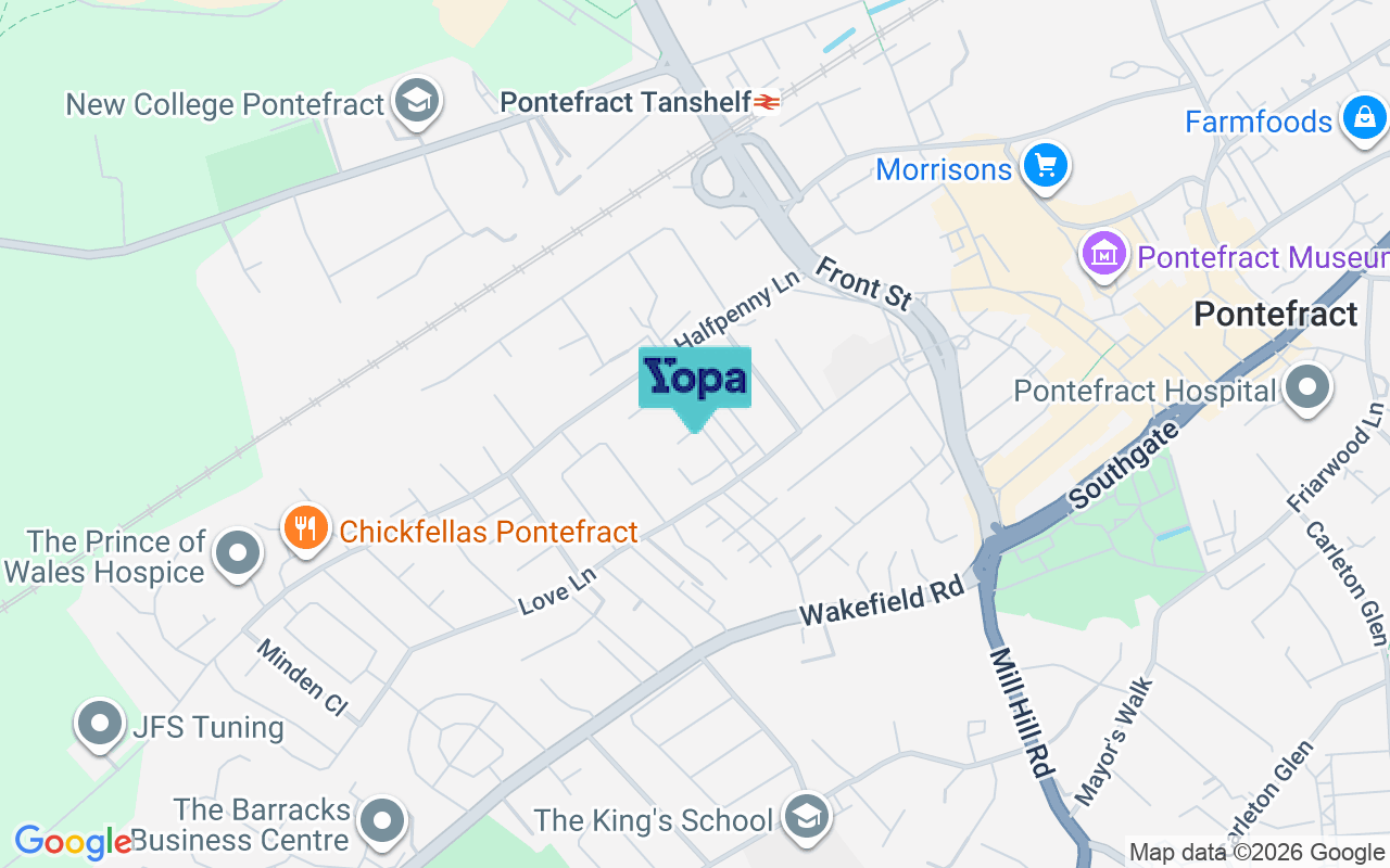 Map showing the location of WF8 4AH