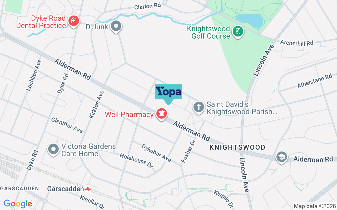Map showing the location of G13 3DY