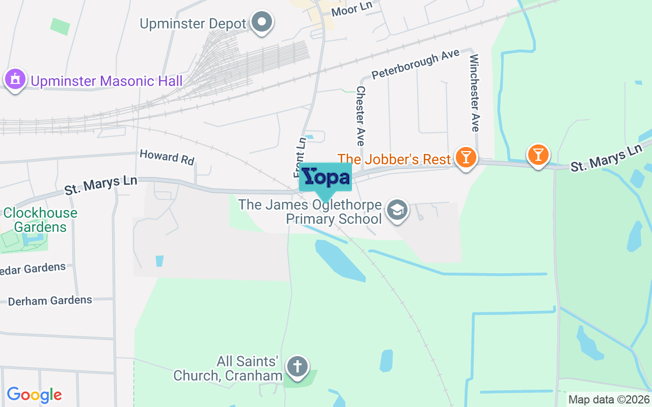 Map showing the location of RM14 3ND