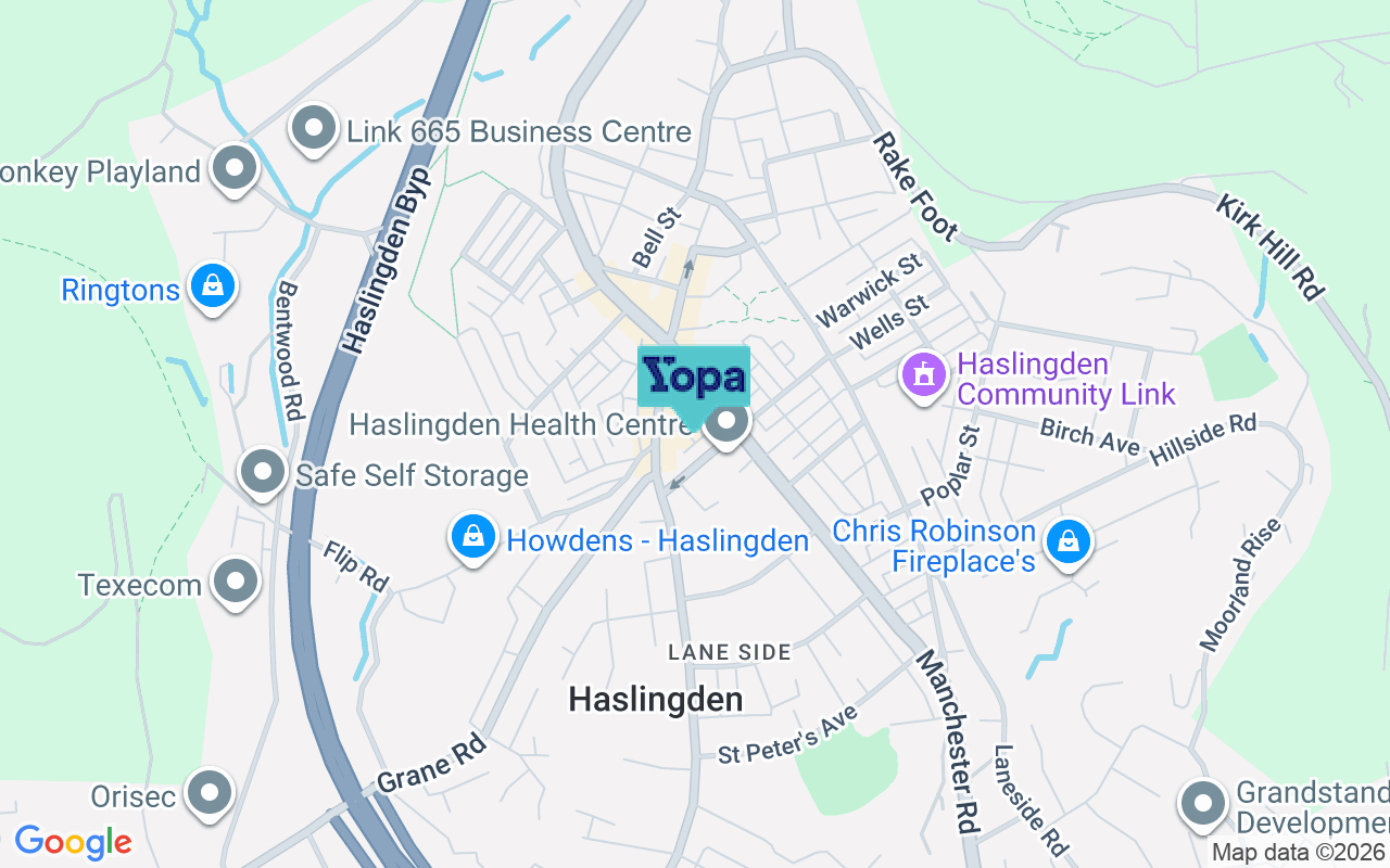 Map showing the location of BB4 5TA