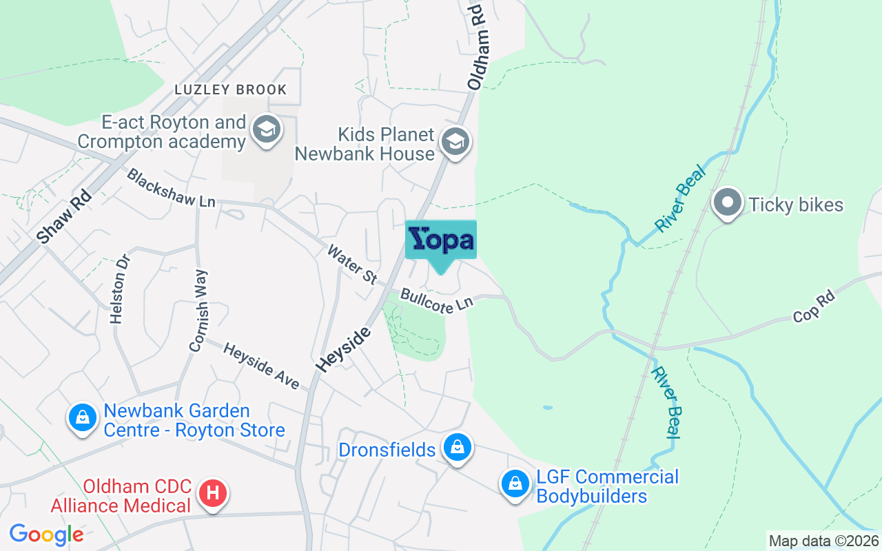 Map showing the location of OL2 6NJ