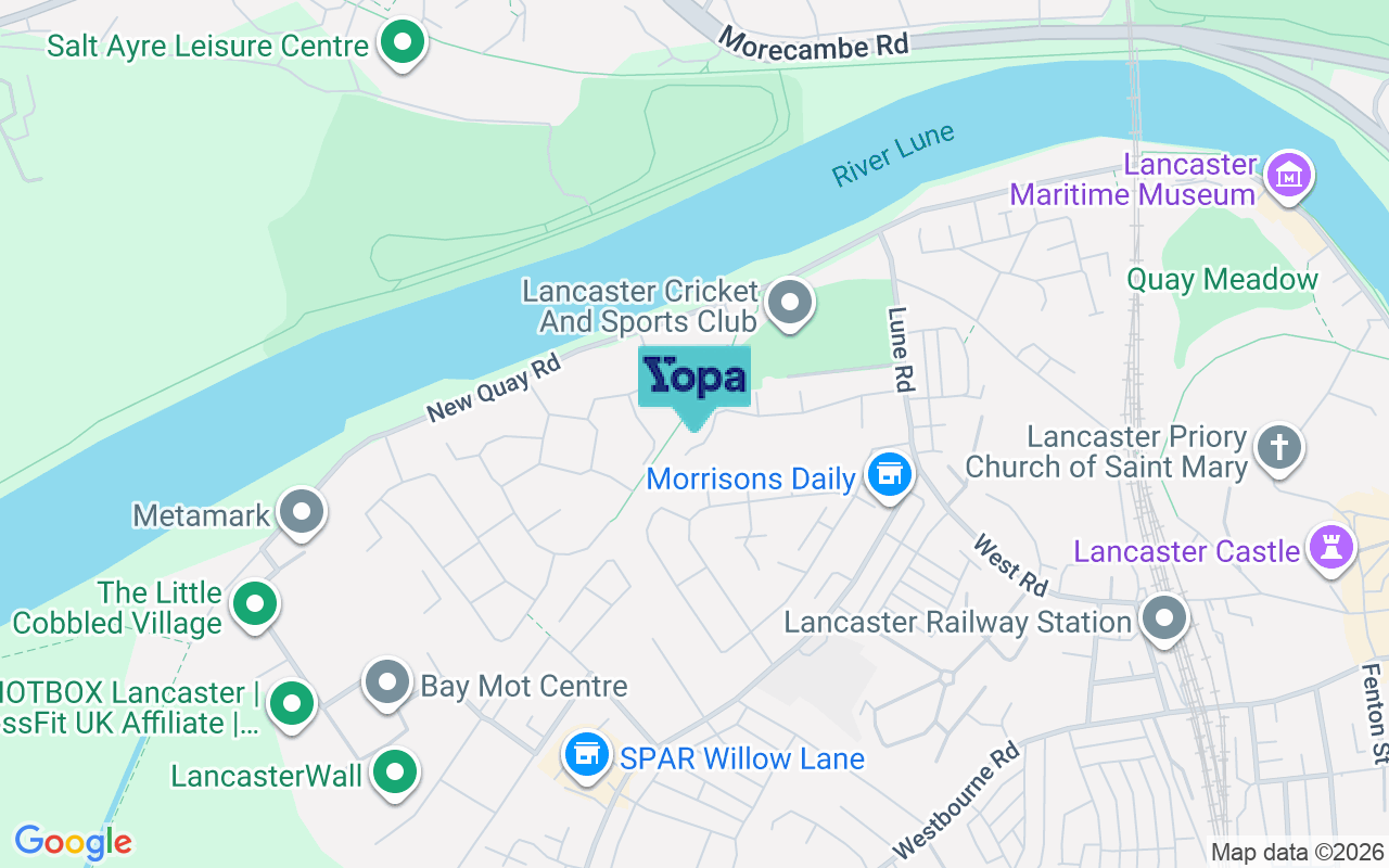 Map showing the location of LA1 5SW