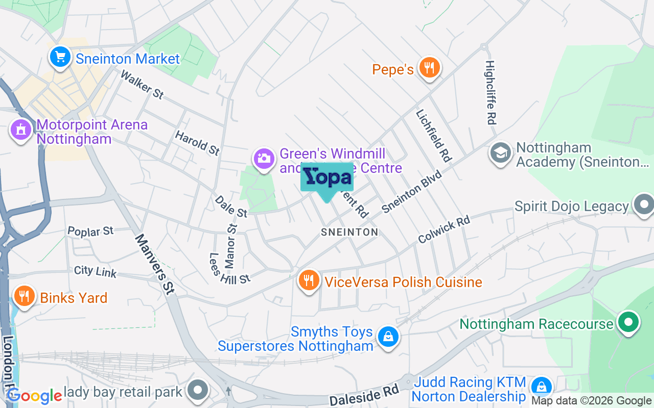 Map showing the location of NG2 4FA