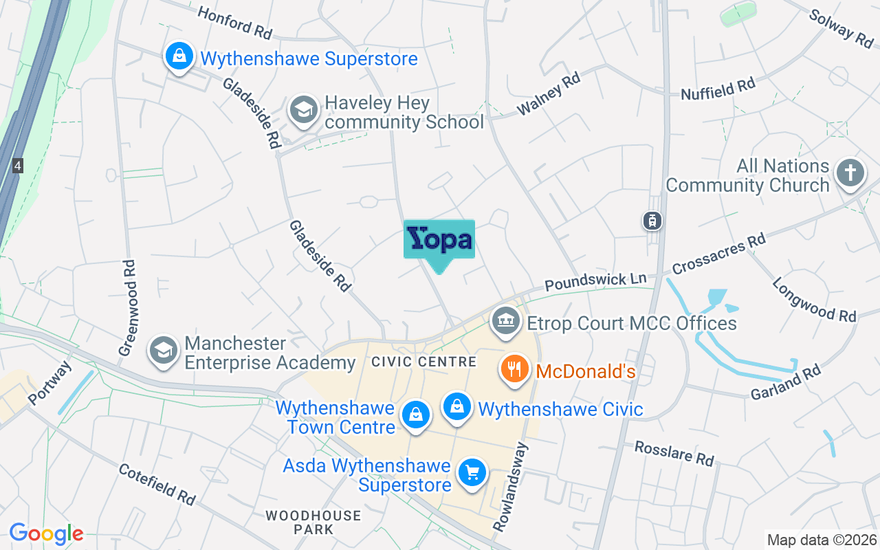 Map showing the location of M22 9PP