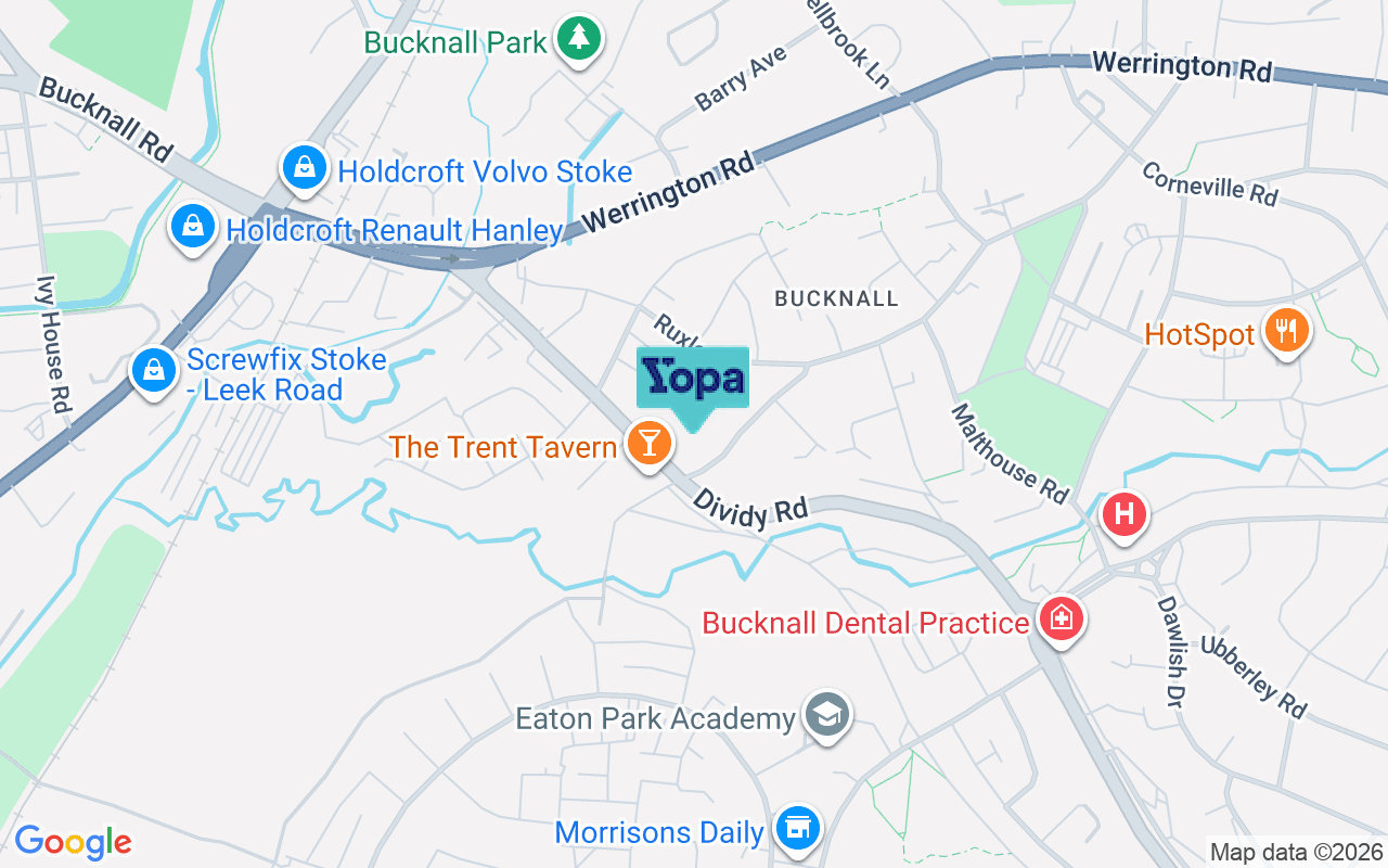 Map showing the location of ST2 9JE