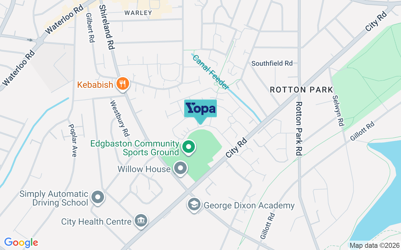 Map showing the location of B16 0QG