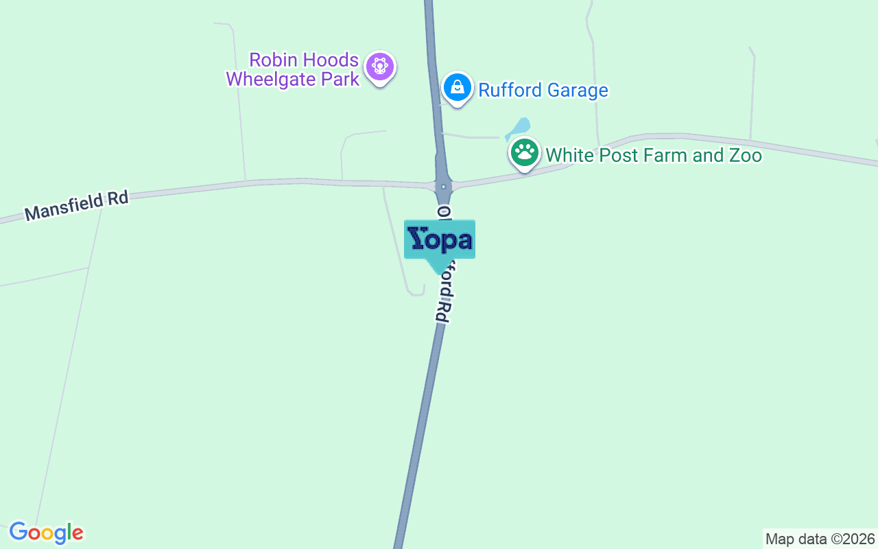 Map showing the location of NG22 8HT