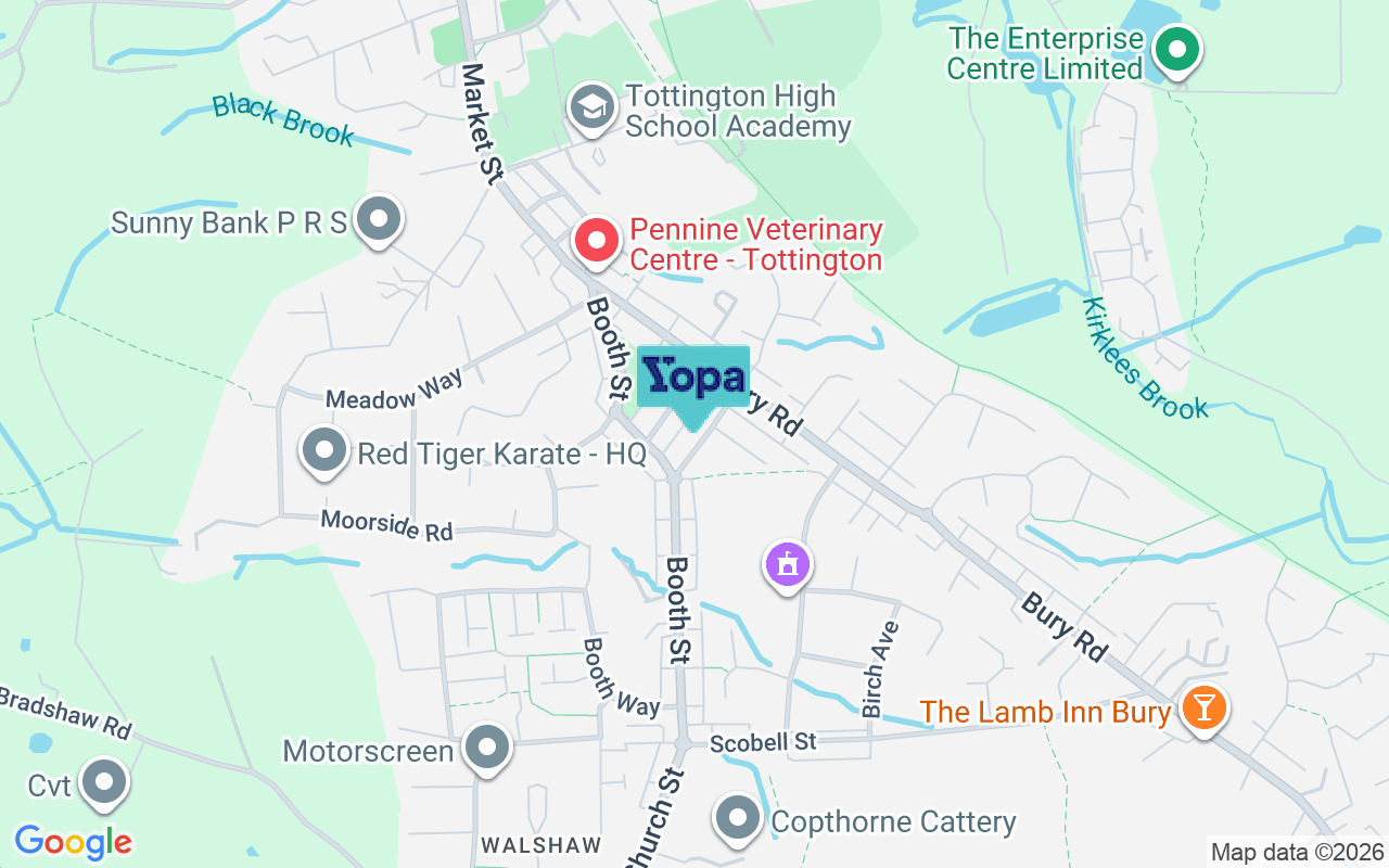 Map showing the location of BL8 3EX