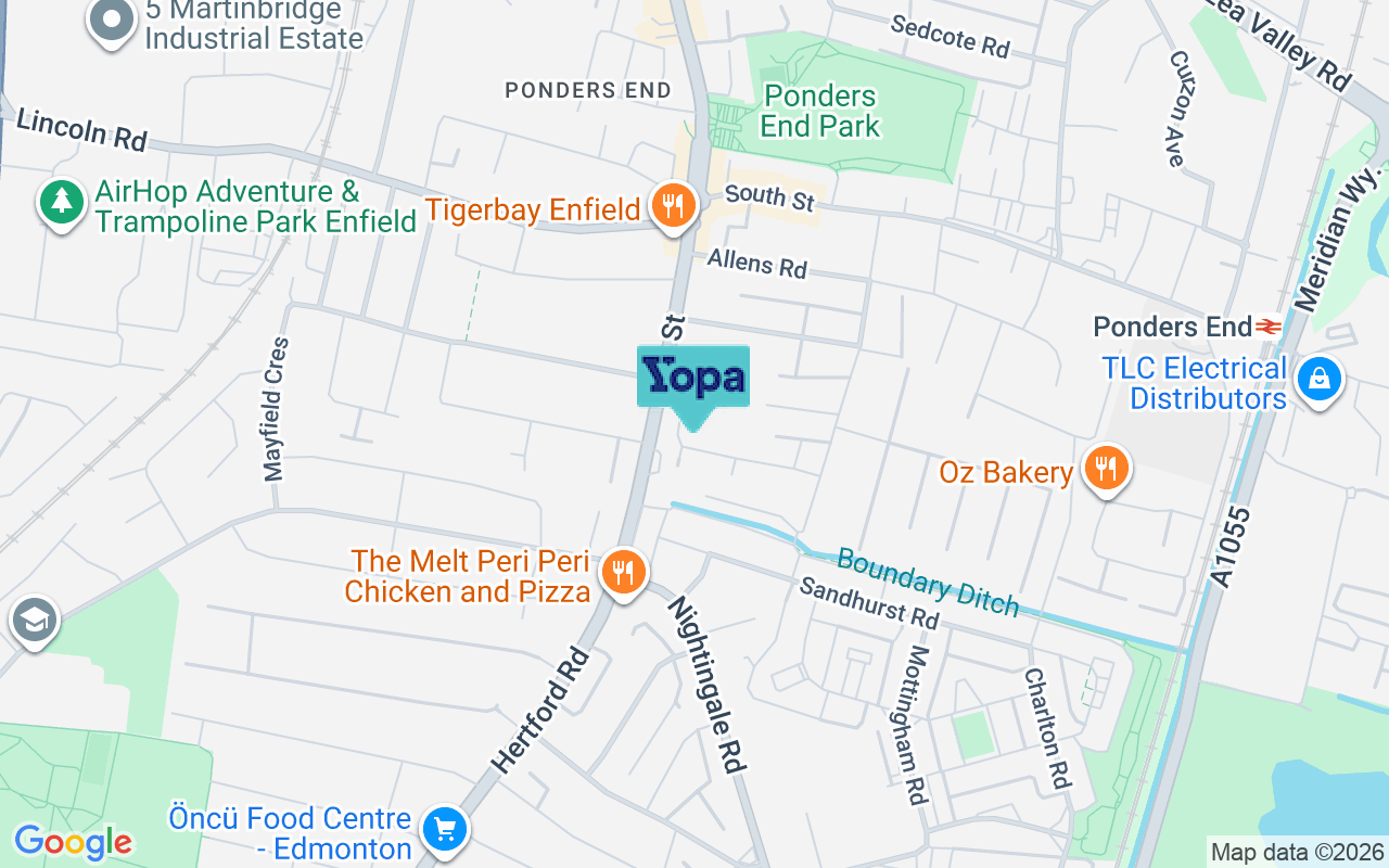 Map showing the location of EN3 4PB