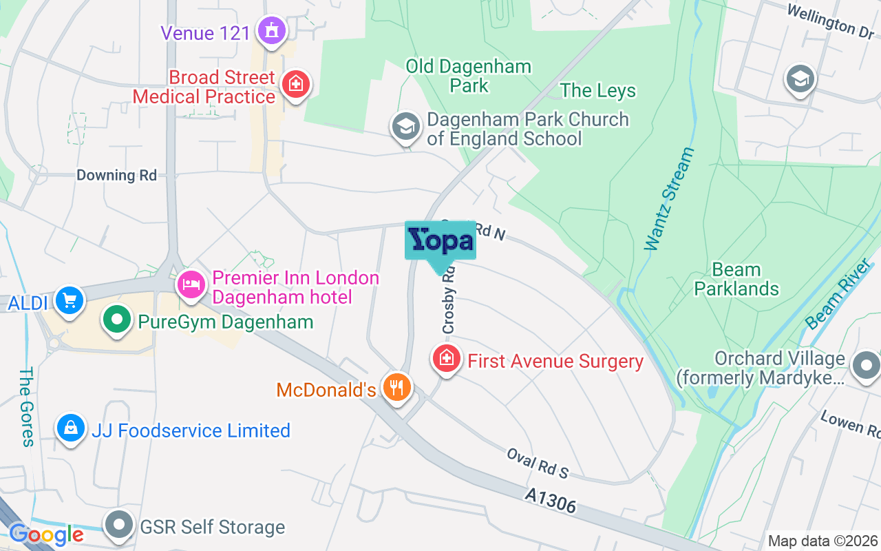 Map showing the location of RM10 9BH