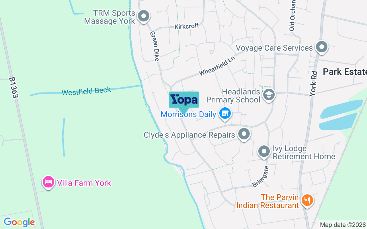 Map showing the location of YO32 2EY