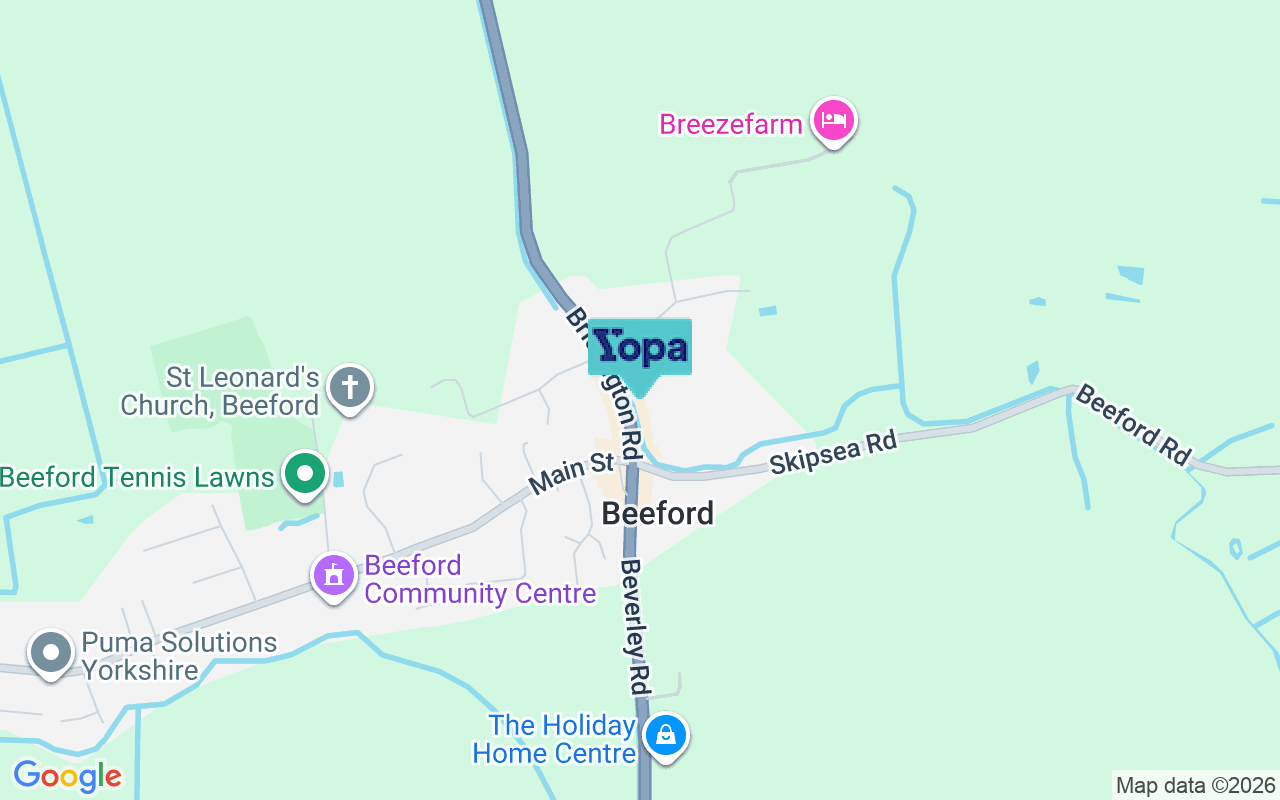 Map showing the location of YO25 8AN