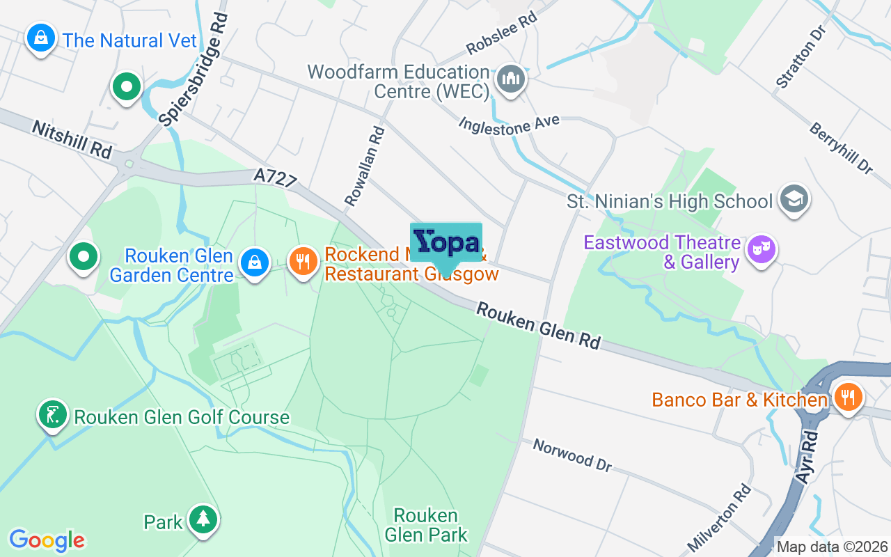 Map showing the location of G46 7JD