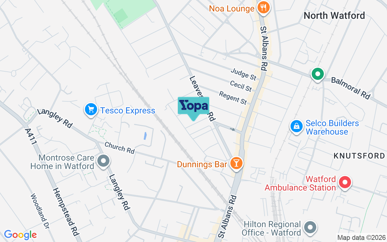 Map showing the location of WD24 5EZ
