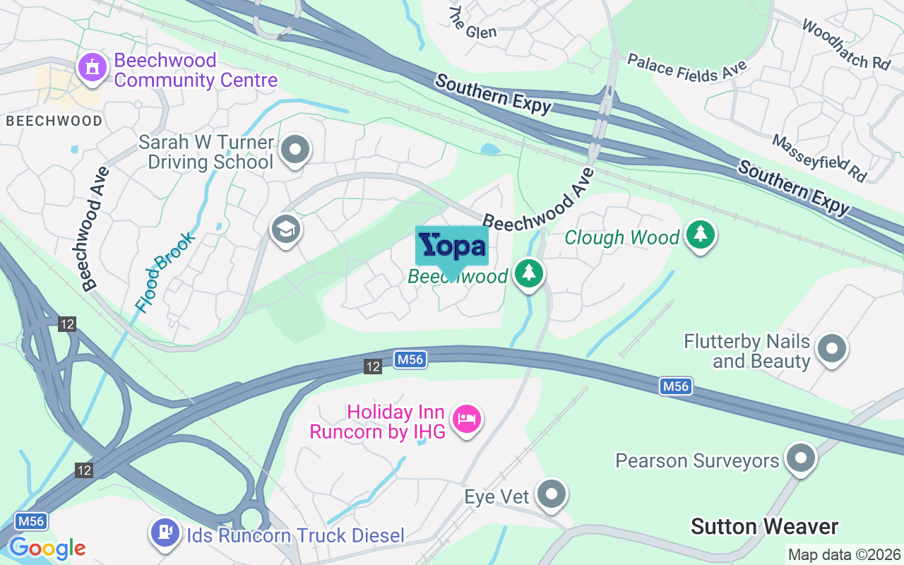 Map showing the location of WA7 4PW